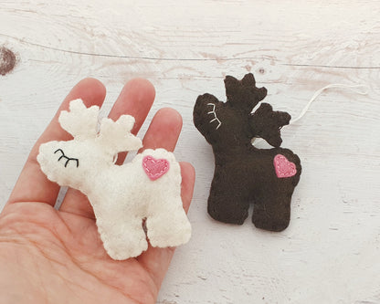 Felt reindeer ornament, red nose deer