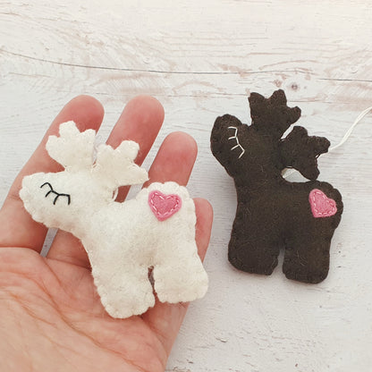 Felt reindeer ornament, red nose deer