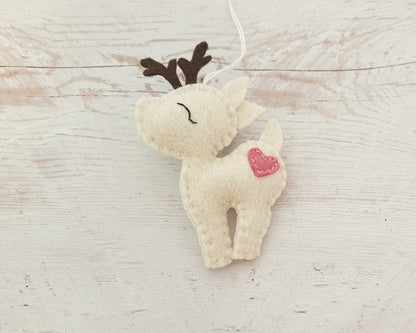 Felt deer ornament - woodland hanging animals from wool - Christmas creatures - home decor - nursery decoration for baby room