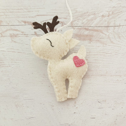 Felt deer ornament - woodland hanging animals from wool - Christmas creatures - home decor - nursery decoration for baby room
