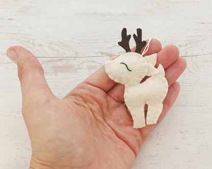 Felt deer ornament - woodland hanging animals from wool - Christmas creatures - home decor - nursery decoration for baby room