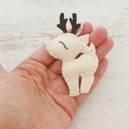 Felt deer ornament - woodland hanging animals from wool - Christmas creatures - home decor - nursery decoration for baby room