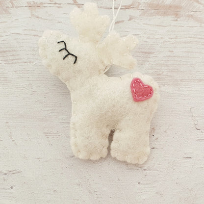 Felt reindeer ornament, red nose deer