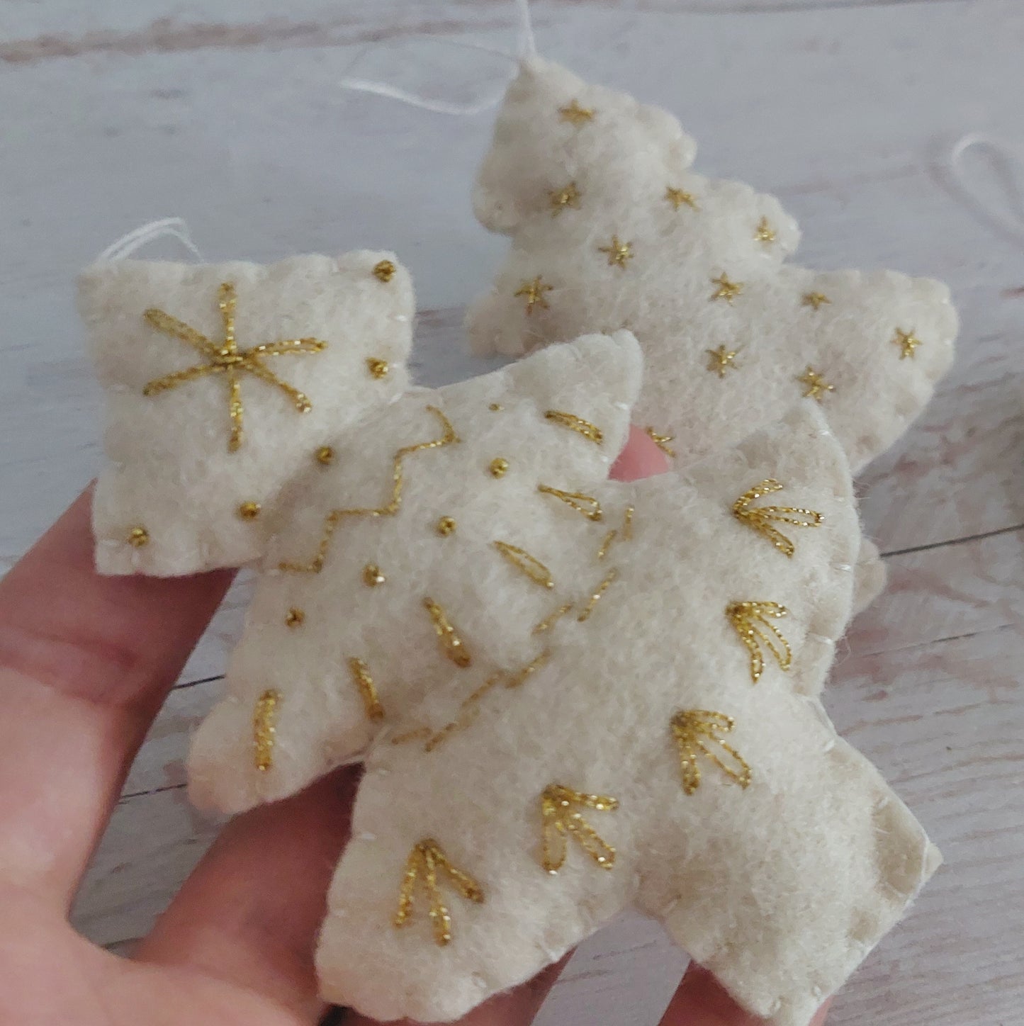 Embroidered Christmas tree ornament - felt hanging decoration