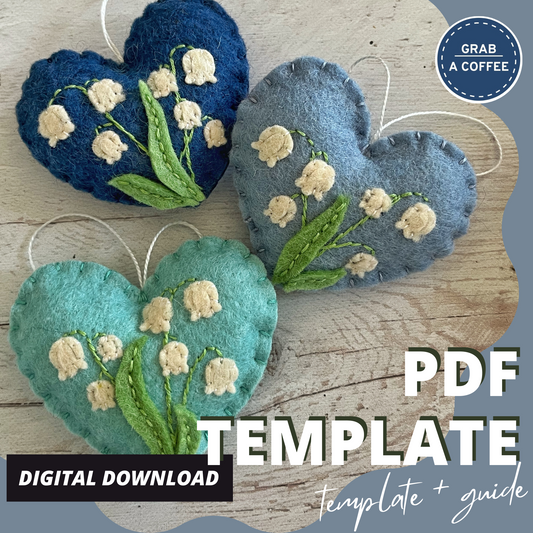 DIY Felt Heart Ornament with Lily of the Valley Pattern – Handmade Gift & Decoration Tutorial