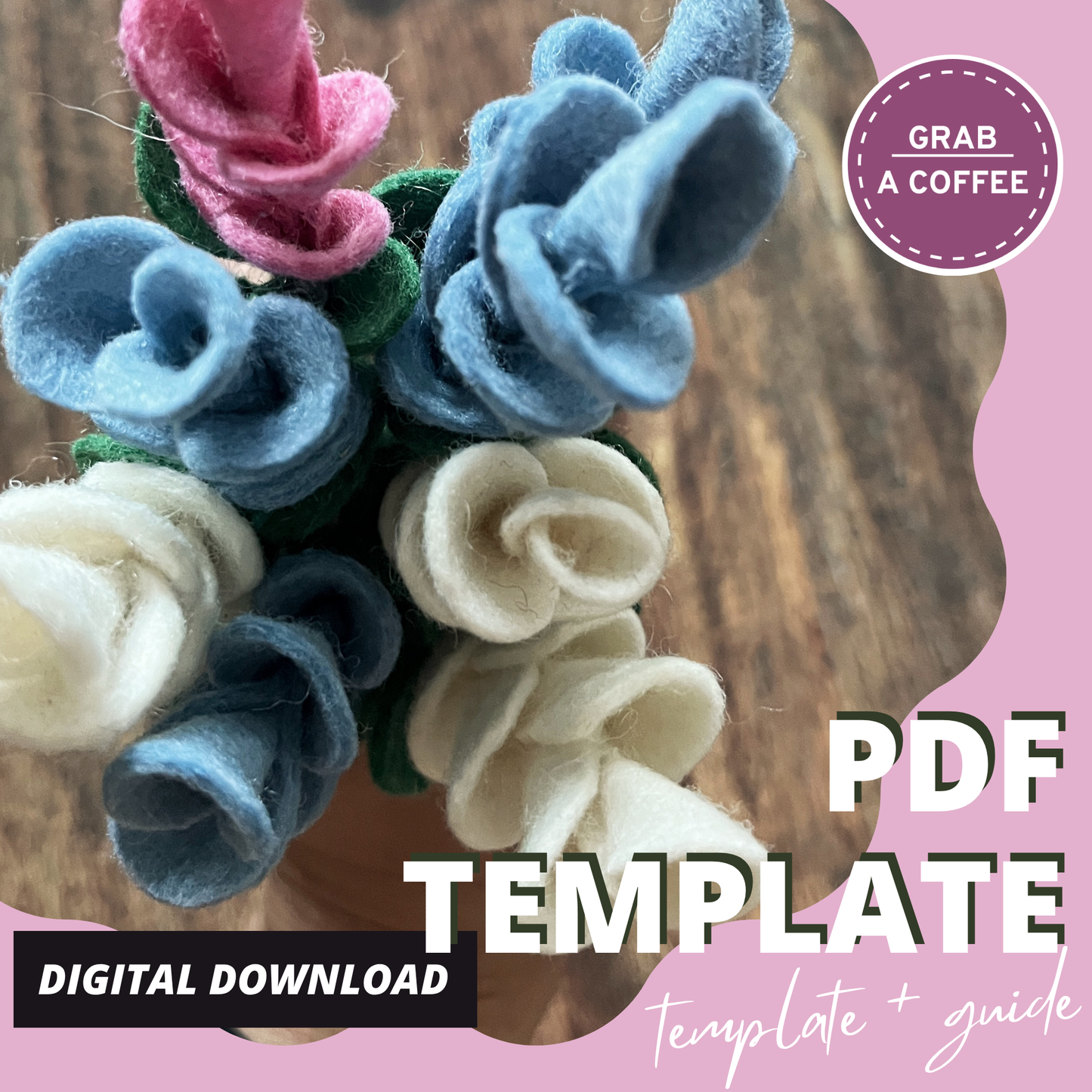 DIY Felt Flower Bud Pattern PDF – Simple Step-by-Step Tutorial – Handmade Floral Craft & Bouquet Filler