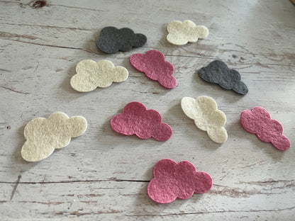 Felt clouds die-cut pack, felt shape Mix, set of 25