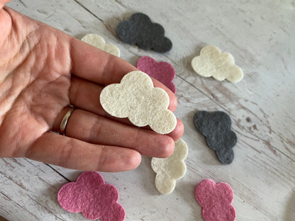 Felt clouds die-cut pack, felt shape Mix, set of 25