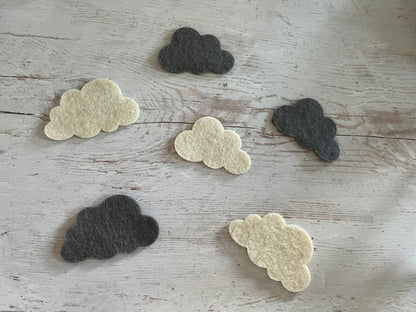 Felt clouds die-cut pack, felt shape Mix, set of 25