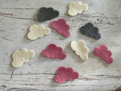 Felt clouds die-cut pack, felt shape Mix, set of 25