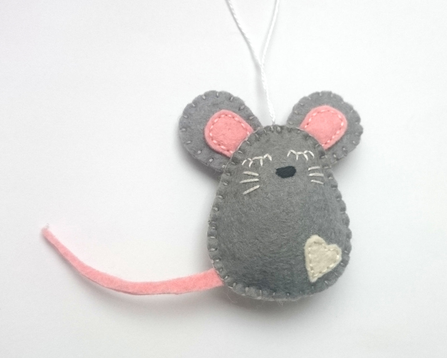 Felt mouse ornament, white mouse decor, mice decoration