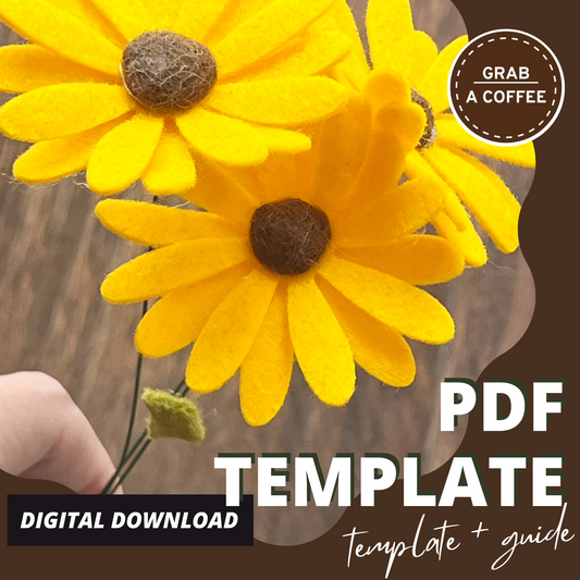 DIY Felt Black Eyed Susan Flower Stem Pattern – Handmade Felt Flower Tutorial