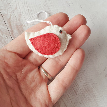 Little felt bird ornament set of 2, tiny home decor