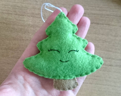 Felt Christmas tree ornament decor handmade winter gift for her home eco-friendly kawaii Xmas decoration