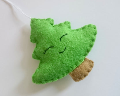 Felt Christmas tree ornament decor handmade winter gift for her home eco-friendly kawaii Xmas decoration