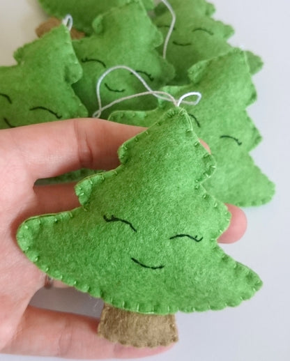 Felt Christmas tree ornament decor handmade winter gift for her home eco-friendly kawaii Xmas decoration